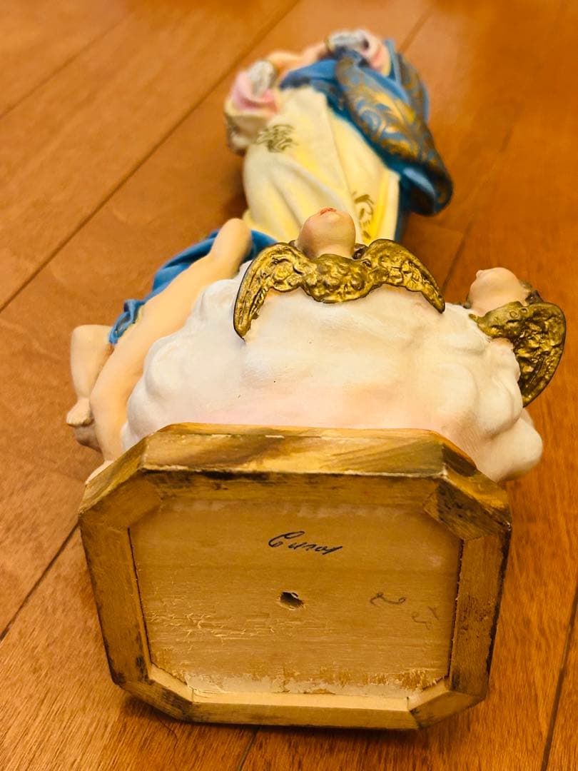 【超超希少36cm】✞無原罪の御宿り 胸に手を当てる聖母マリア像　天使　宗教彫刻