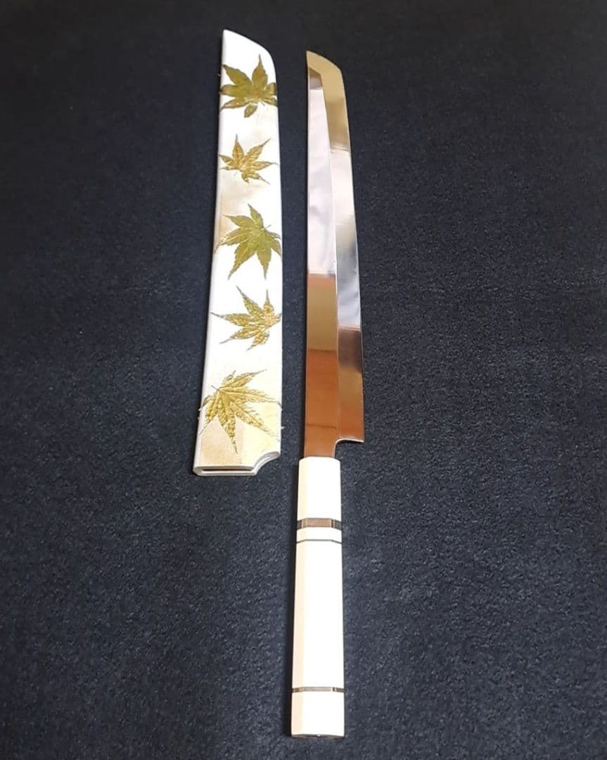 ぐ*ー様 ステン本焼 先丸 尺寸 V金10号 全鏡面仕上げ 刺身包丁 和包丁 鞘