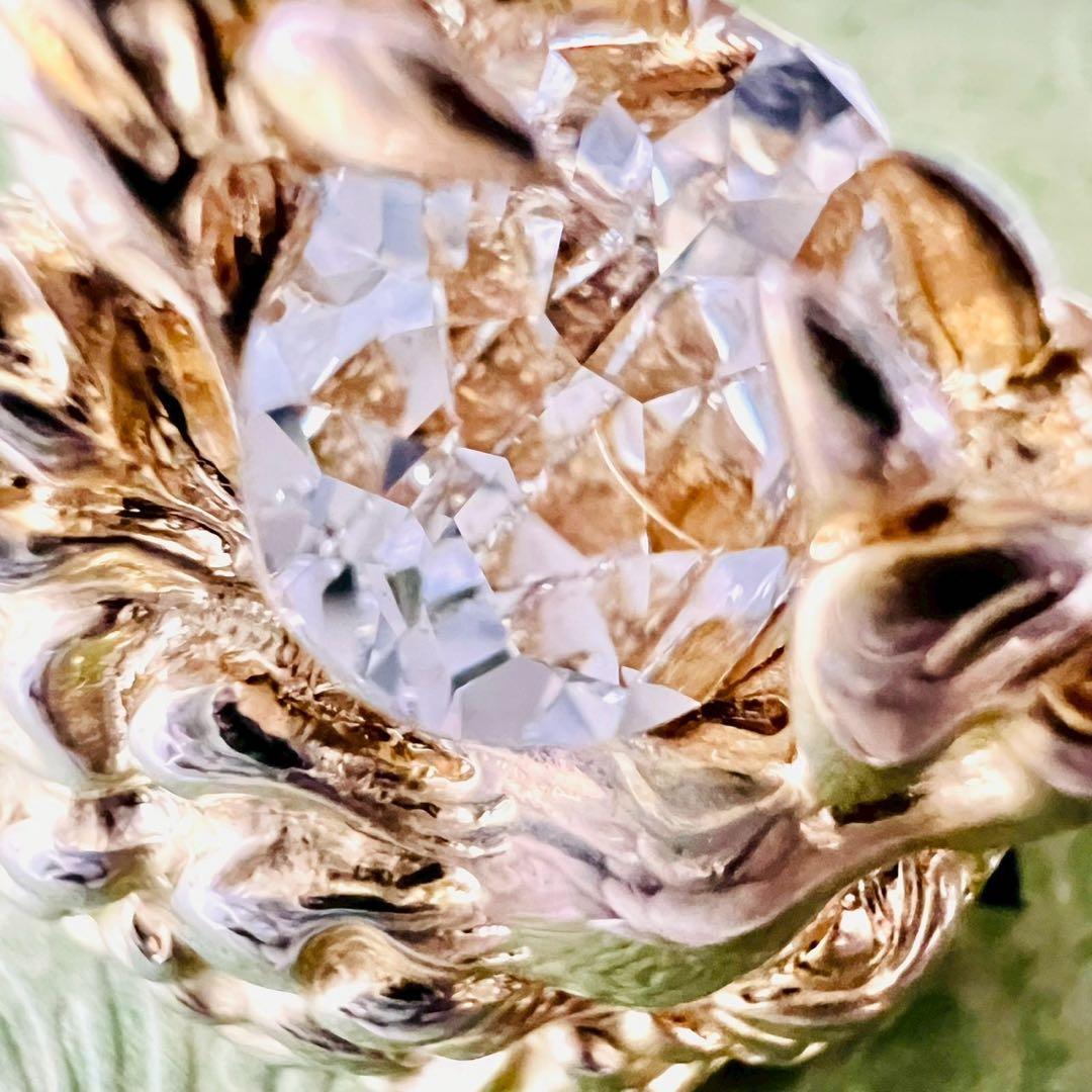 美品✨GUCCI　グッチ　リング　ライオンヘッド　ホワイトクリスタル　22号