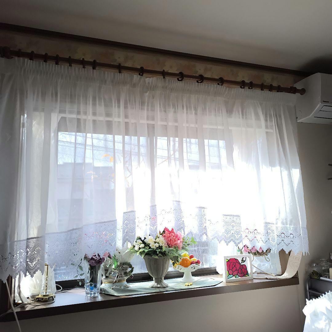 カフェカーテン出窓　腰高窓【アーチデザイン　ギャザータイプ】ハンドメイド