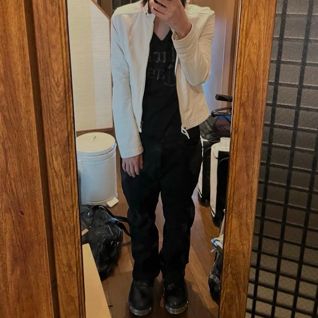 イタリア製00s y2k vkei drip opiumホワイトレザージャケット