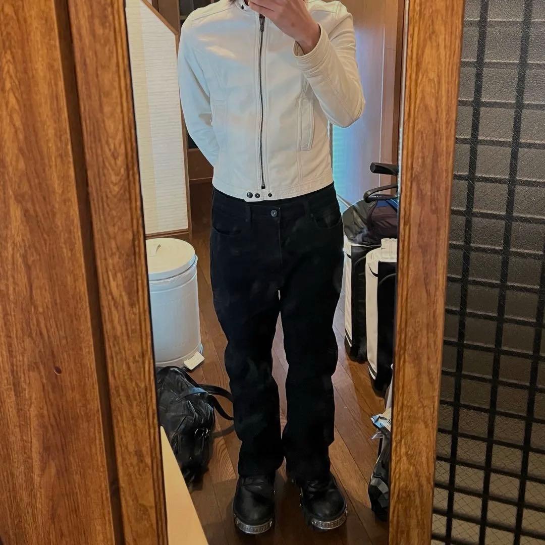 イタリア製00s y2k vkei drip opiumホワイトレザージャケット