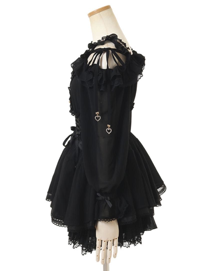 LIZLISA リズリサ オフショルシフォンセットアップ 黒