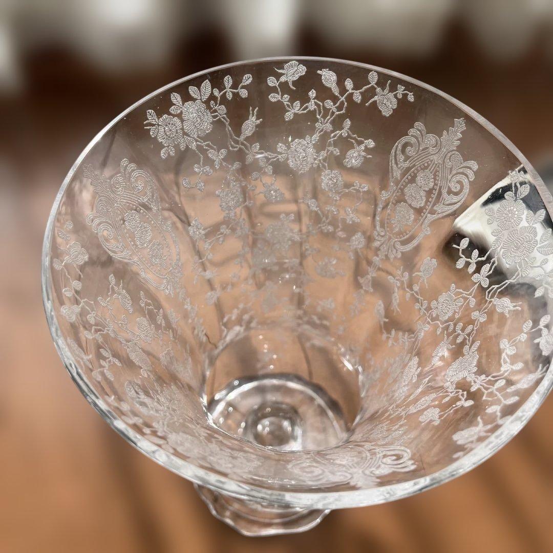 ケンブリッジ　ローズポイントパターン花瓶　大きめ　アメリカビンテージ