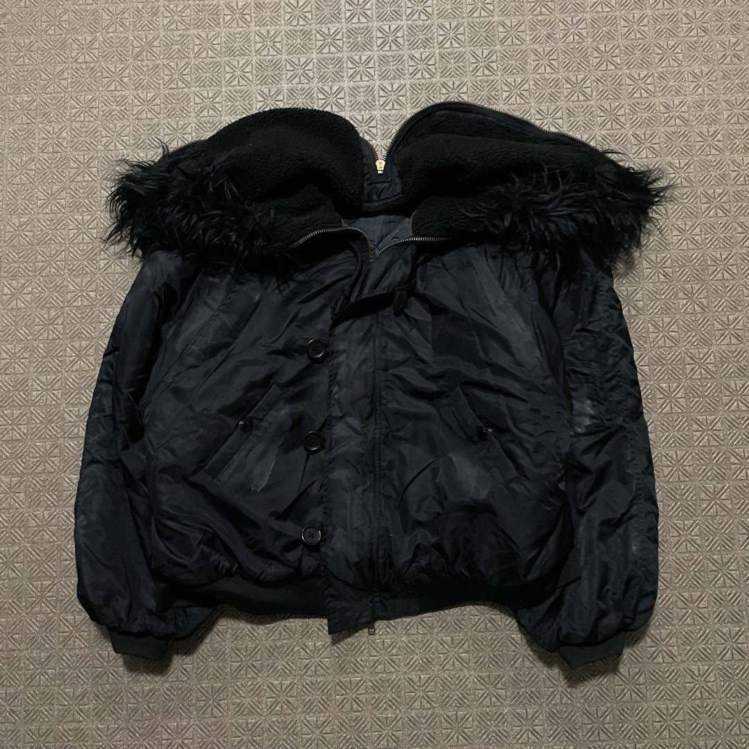 Y2K N2B OPIUM 短丈 フライト ボンバージャケット ファーフード47