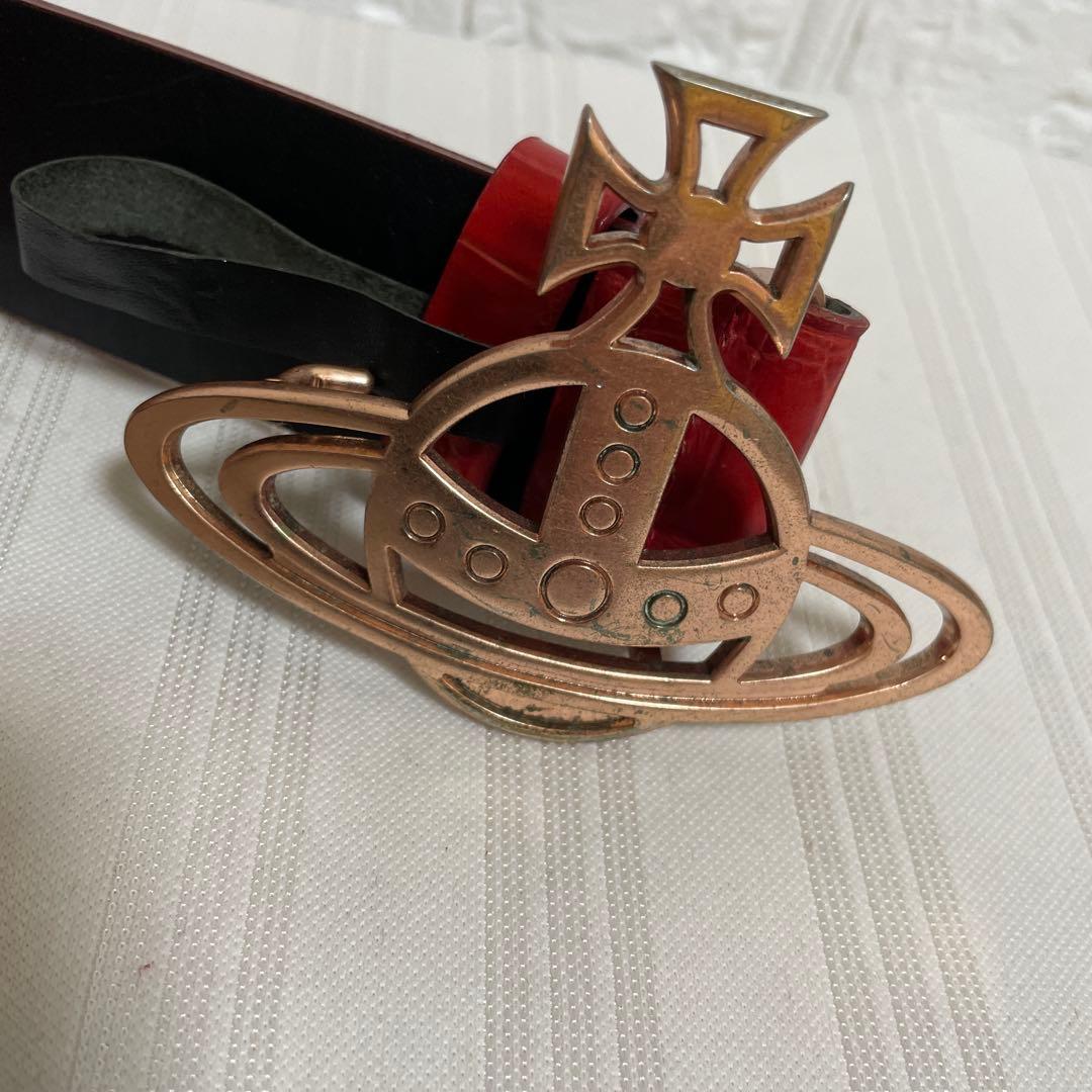 Vivienne Westwood レザーベルト オーブロゴ クロコ型押し