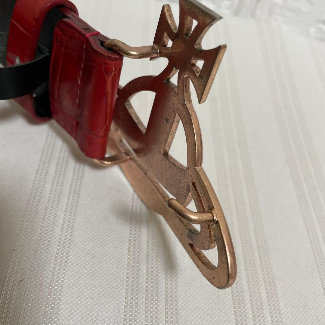 Vivienne Westwood レザーベルト オーブロゴ クロコ型押し
