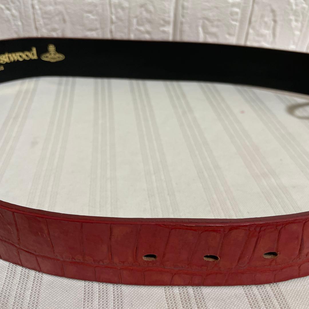 Vivienne Westwood レザーベルト オーブロゴ クロコ型押し