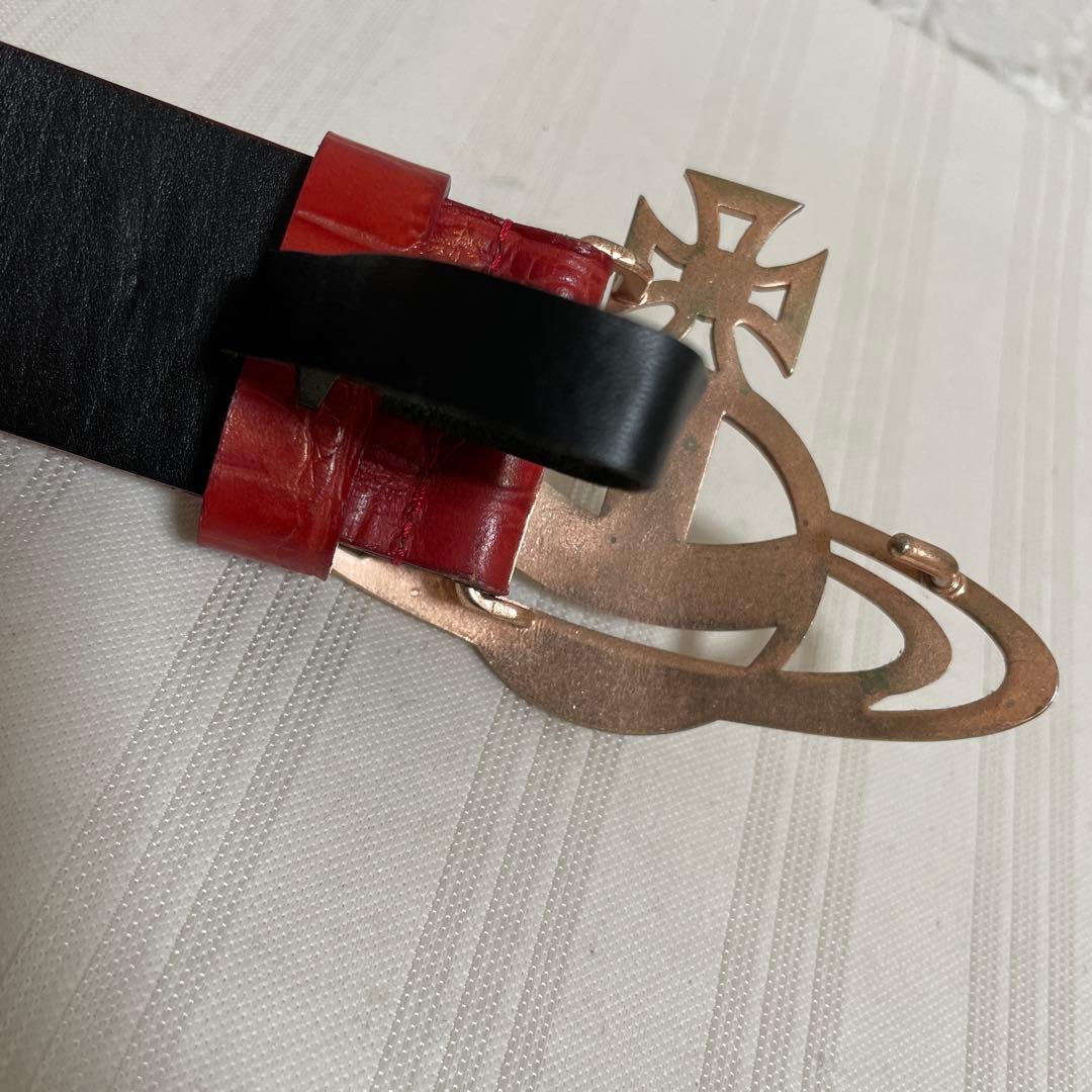 Vivienne Westwood レザーベルト オーブロゴ クロコ型押し