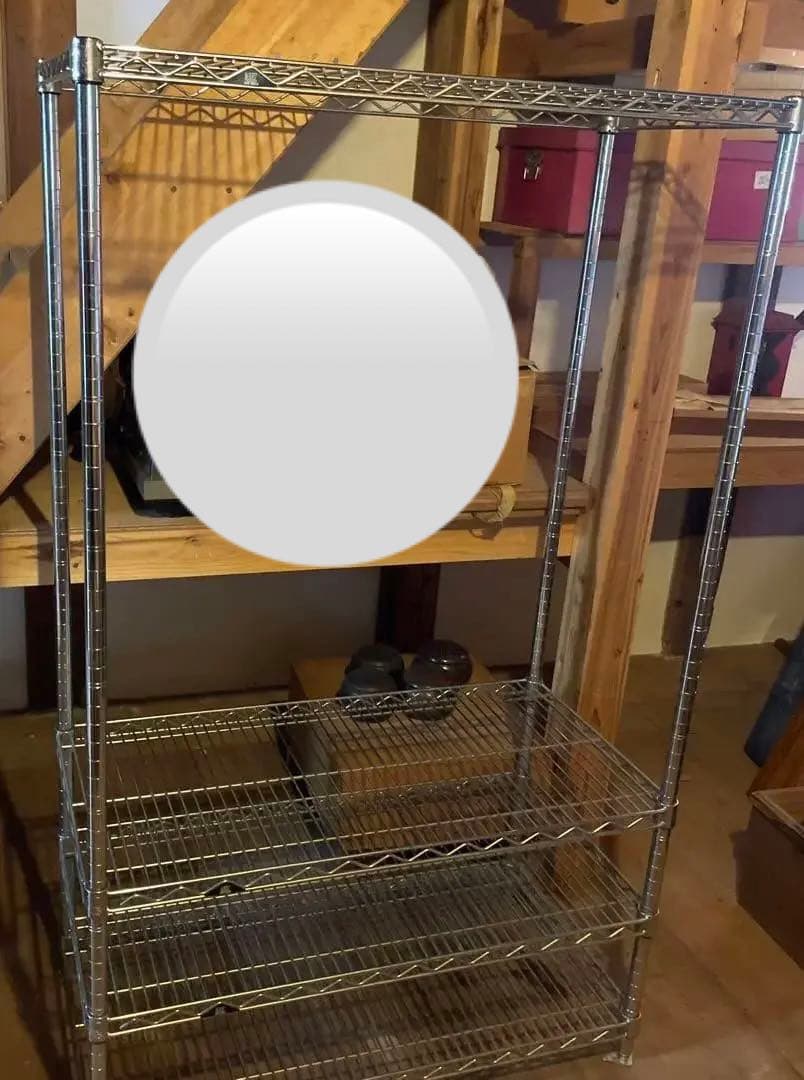 引き取り限定　頑丈パイプ棚　スチールラック　メタルラック 4段 シルバー