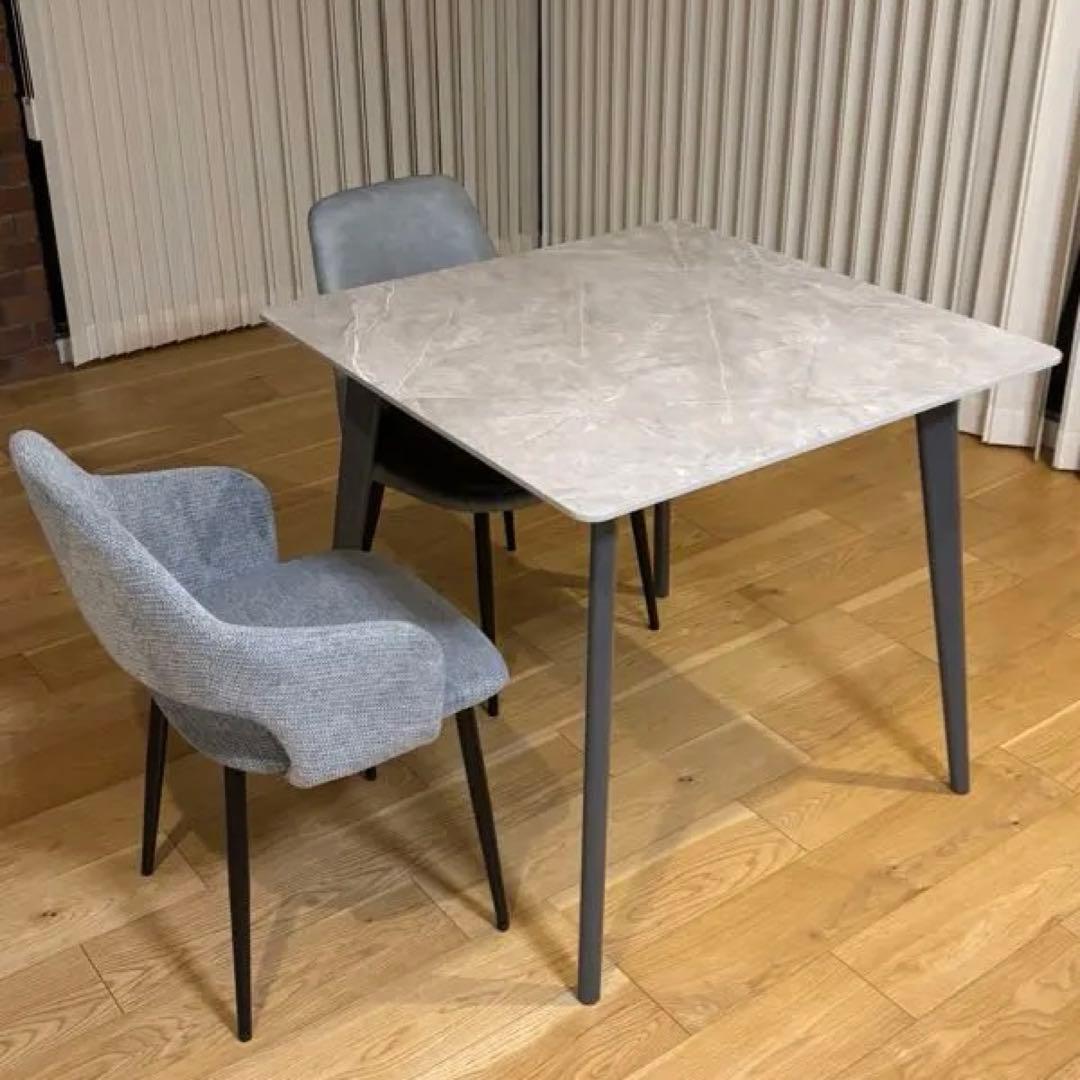 大理石風正方形ダイニングテーブル 2人用　80cm