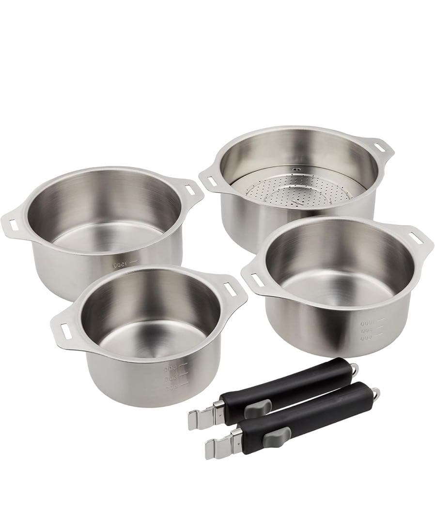 和平フレイズ 日本製 燕三 鍋 4点 セット 蒸し台付 ステンレス IH対応