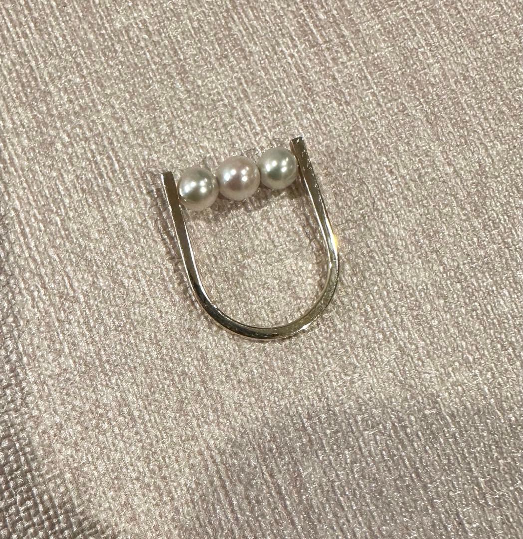 3連 パール ダイヤモンド リング 10K ops toroise トロワゼ11