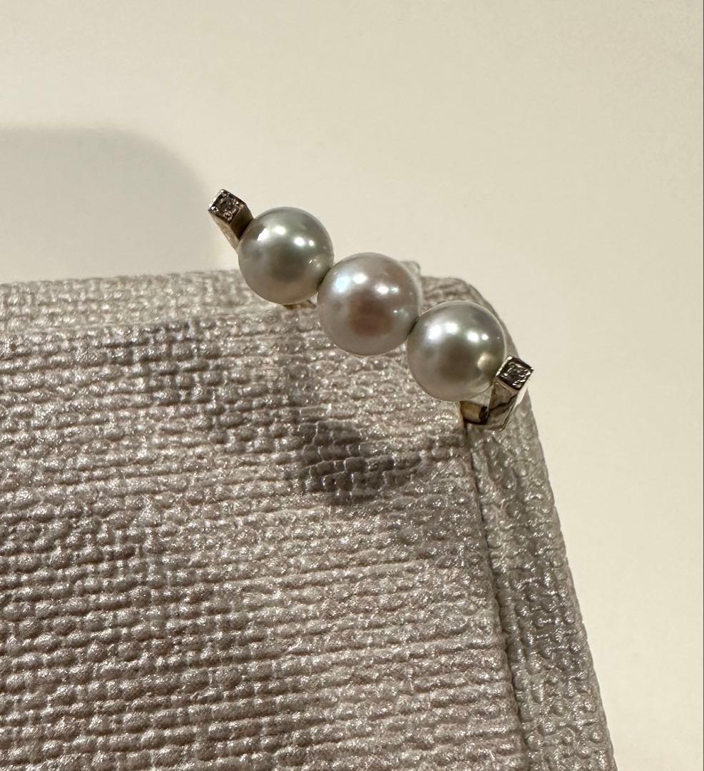 3連 パール ダイヤモンド リング 10K ops toroise トロワゼ11