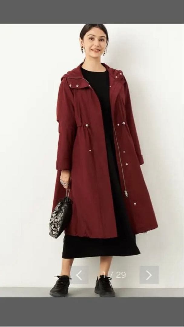 ぐるけん 他の方の購入お断り バーガンディ フード付き ロングコート