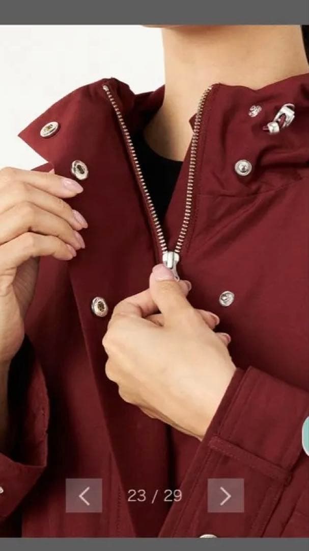 ぐるけん 他の方の購入お断り バーガンディ フード付き ロングコート