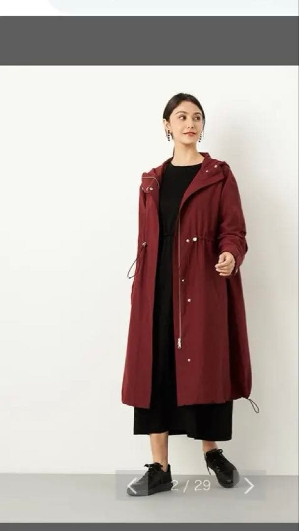 ぐるけん 他の方の購入お断り バーガンディ フード付き ロングコート