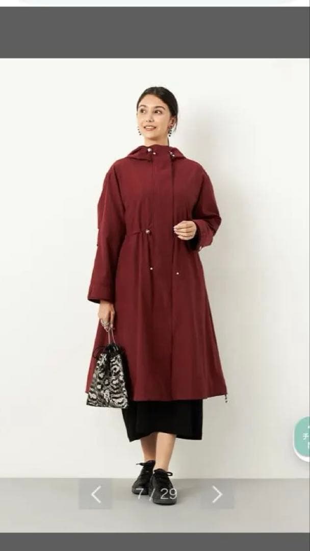 ぐるけん 他の方の購入お断り バーガンディ フード付き ロングコート