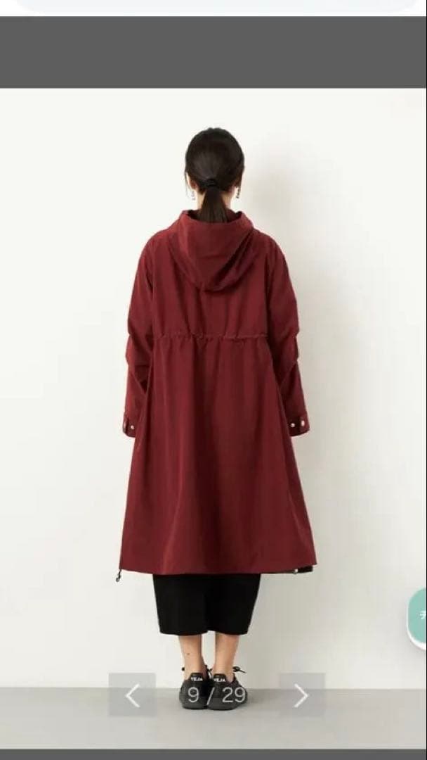 ぐるけん 他の方の購入お断り バーガンディ フード付き ロングコート