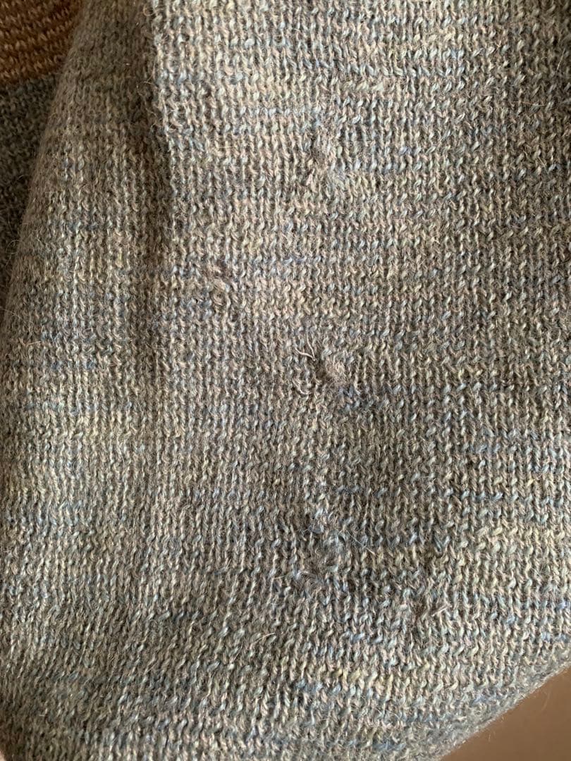 モヘアカーディガン60s ブルー　配色切替　古着　メンズ　レディース