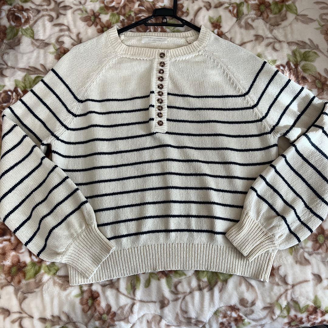 セザンヌSÉZANE LÉONTINE ボーダーセーター エクリュ　ネイビー