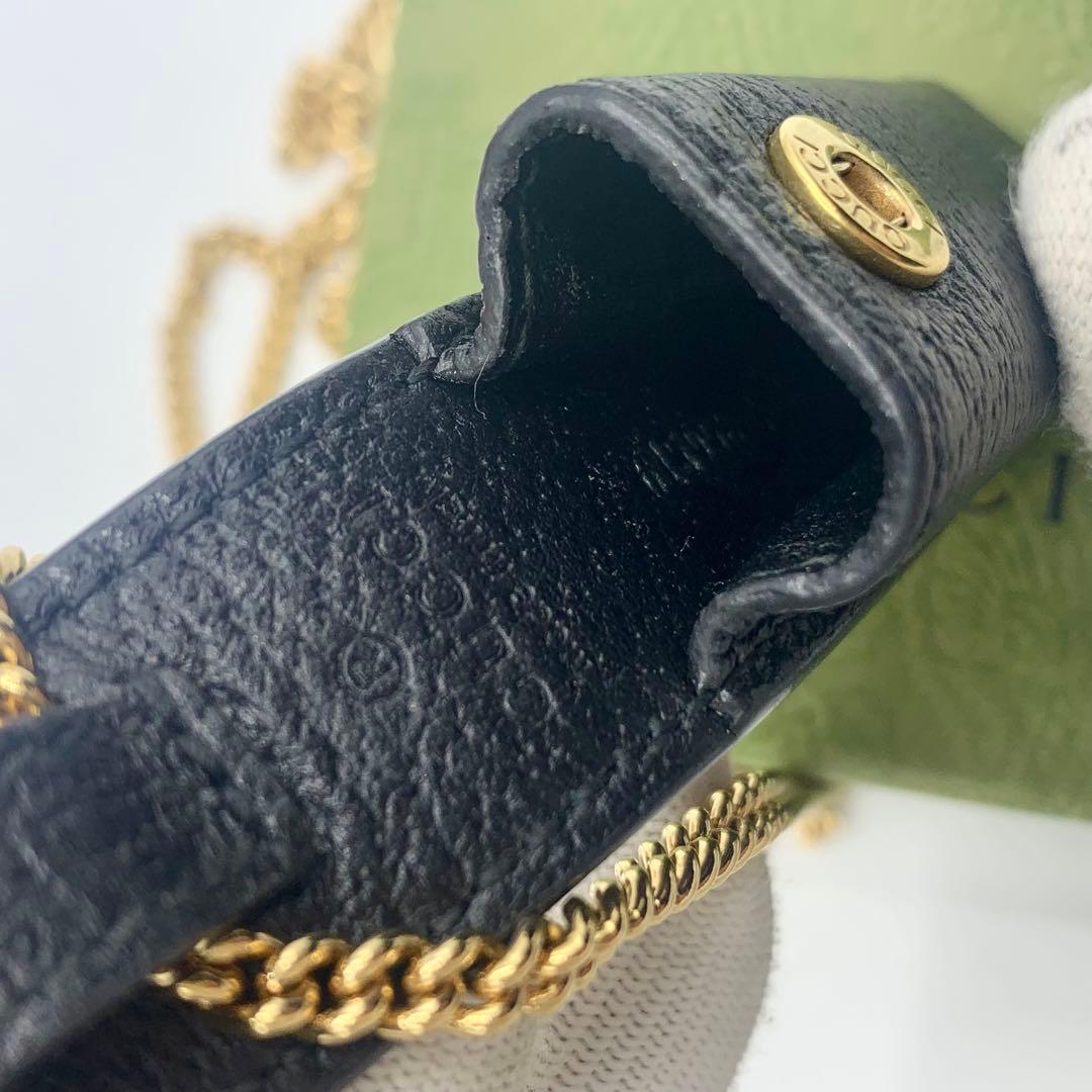 【新品】GUCCI リップケース　ネックレス　ブラック　オシャレ　GG レザー
