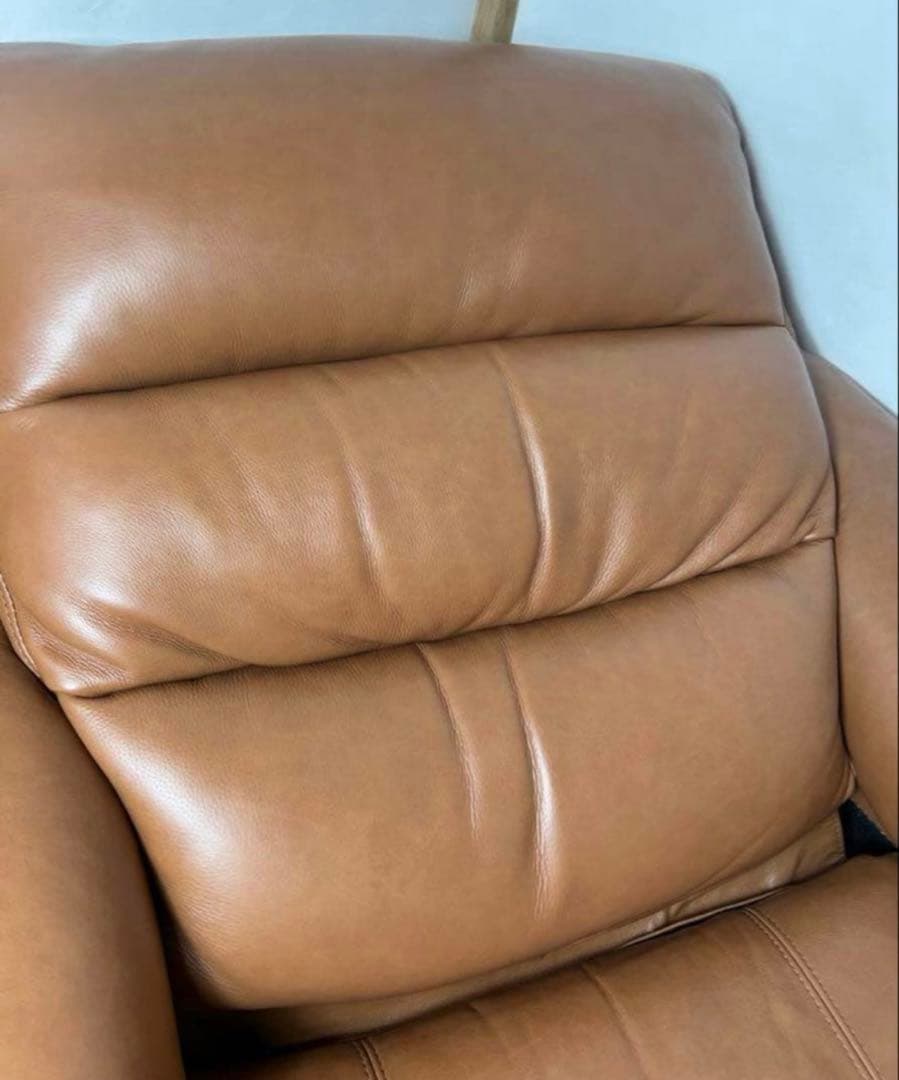 保証 ニトリ 1人用電動本革リクライニングソファ　Nビリーバ2 厚革BR おまけ