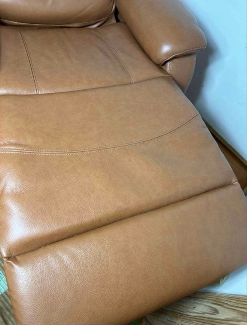 保証 ニトリ 1人用電動本革リクライニングソファ　Nビリーバ2 厚革BR おまけ