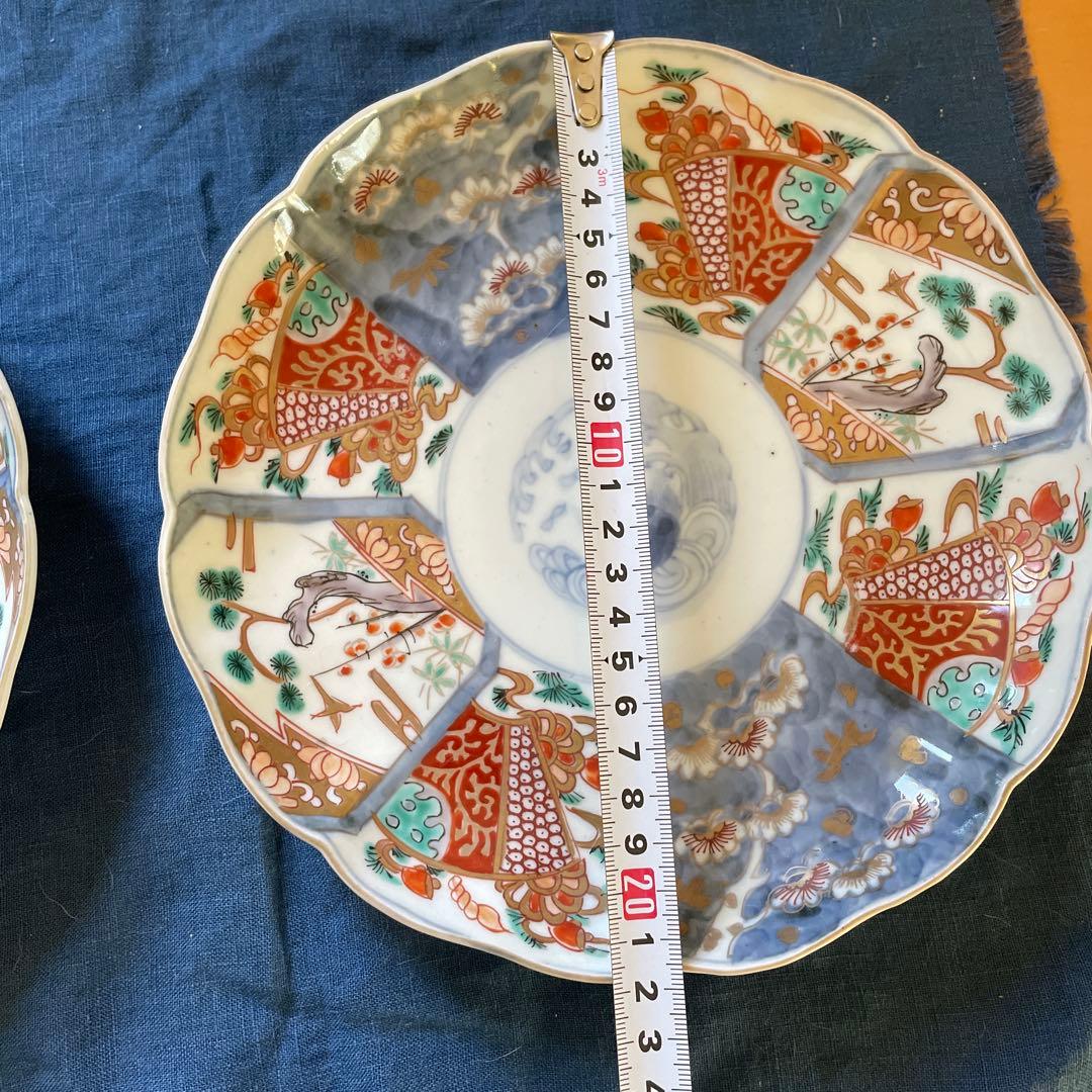♦骨董♦7寸皿2枚セット♦色絵♦