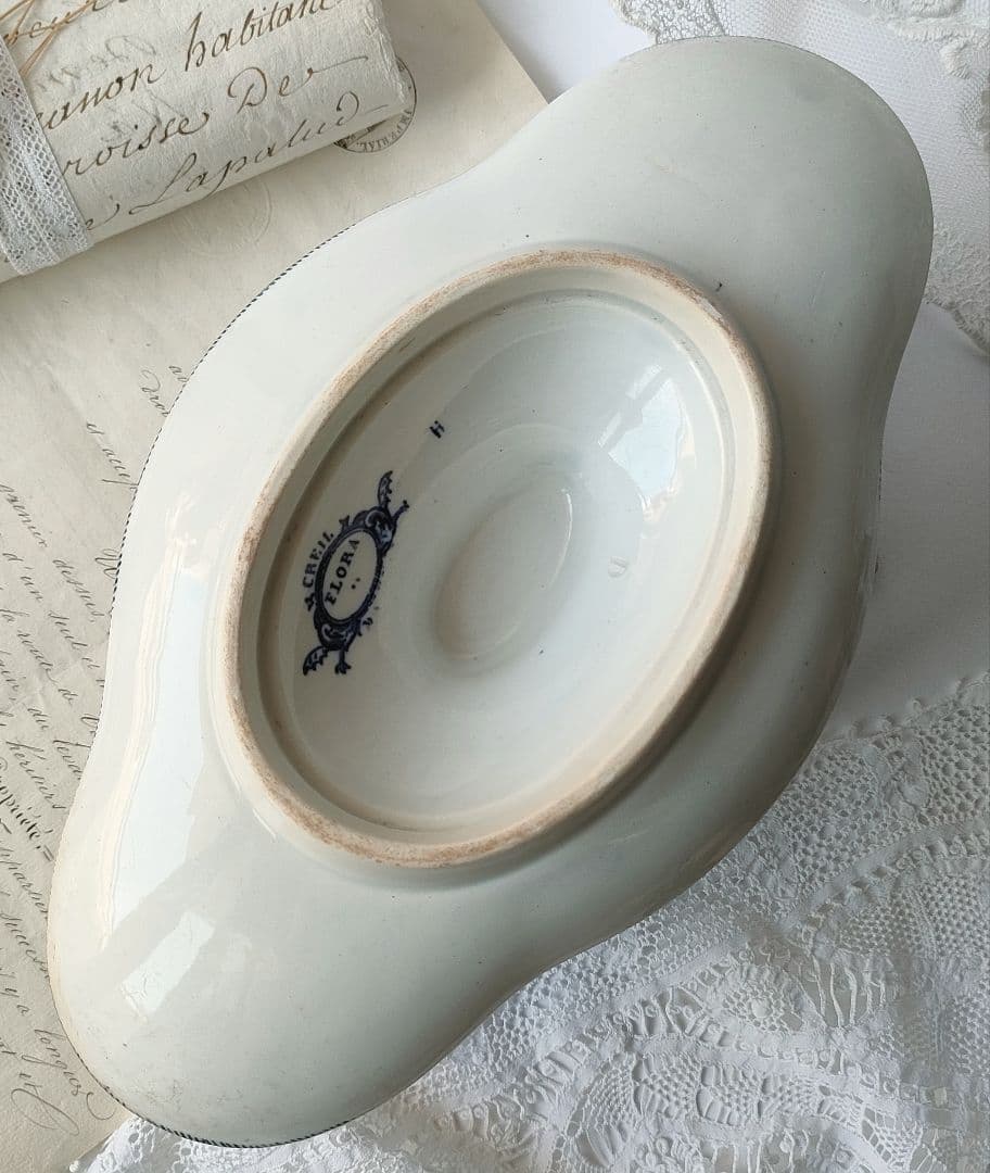 希少　クレイユモントロー　FLORA　ソーシエール　フランスアンティーク