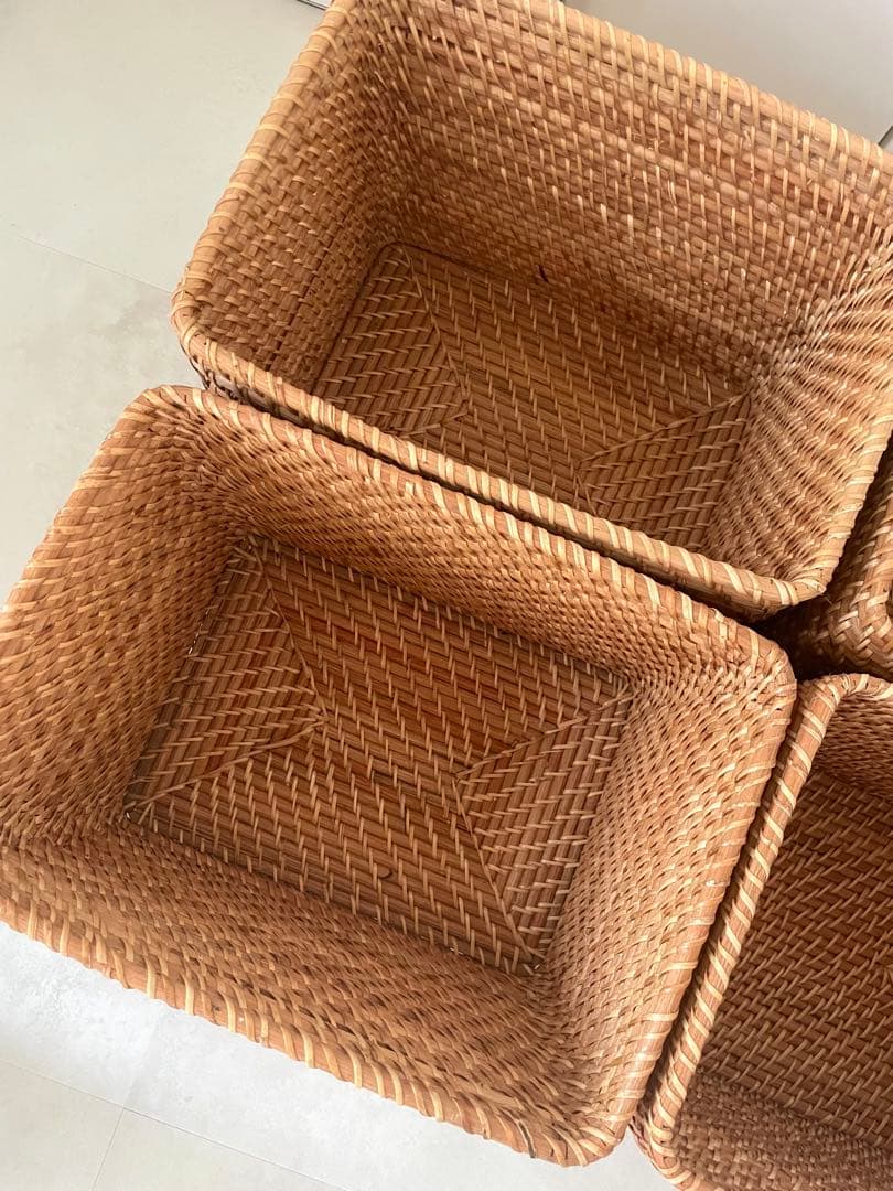 無印良品　ラタンバスケット　特大4個　蓋付きバスケット1個　計5個