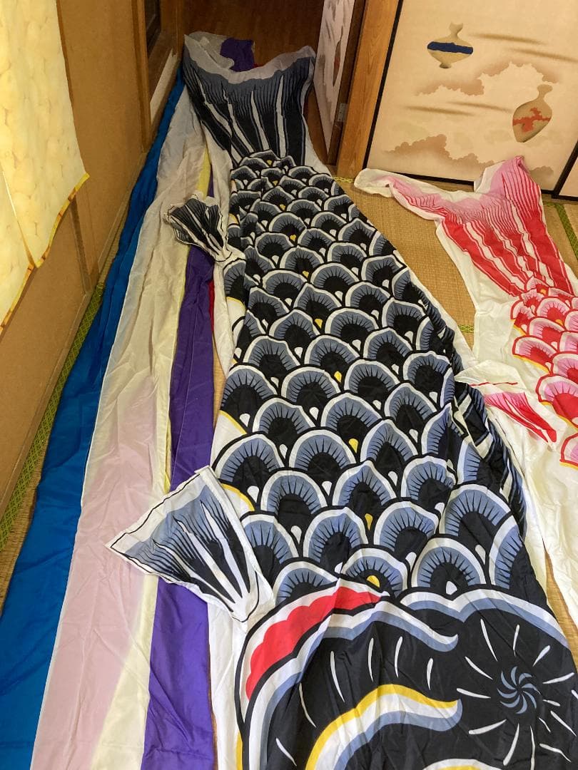 東洋紡ナイロン　鯉のぼり　瀧のぼり印　吹流5m 黒鯉5m 緋鯉4m