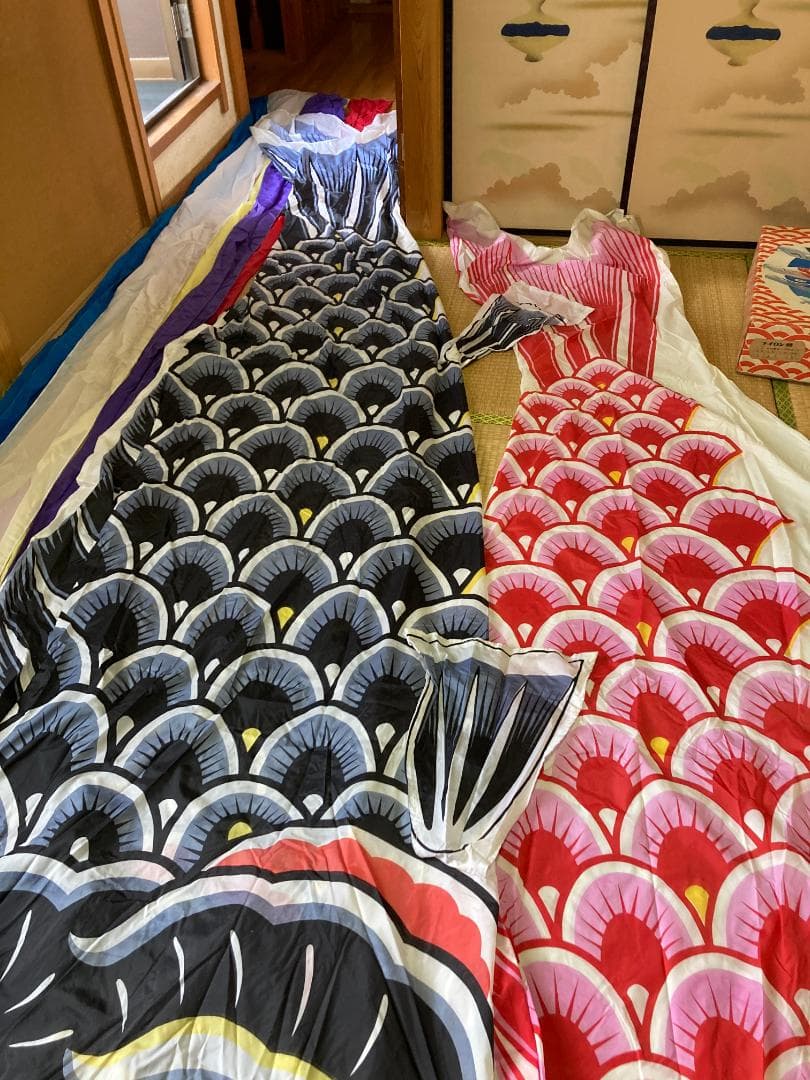 東洋紡ナイロン　鯉のぼり　瀧のぼり印　吹流5m 黒鯉5m 緋鯉4m