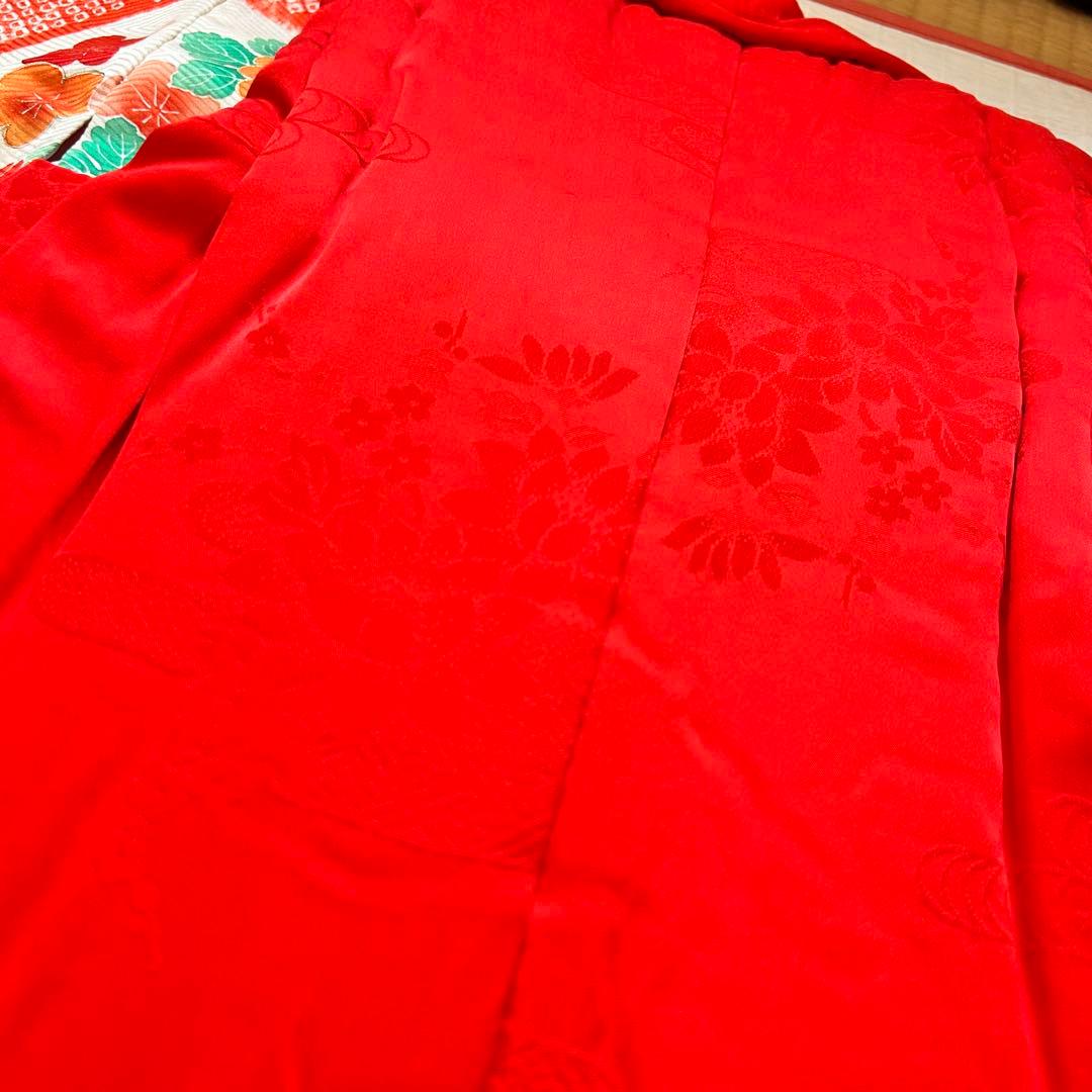 七五三 3歳 着物 753 正絹 総絞り 被布 赤 子供着物 女の子 花