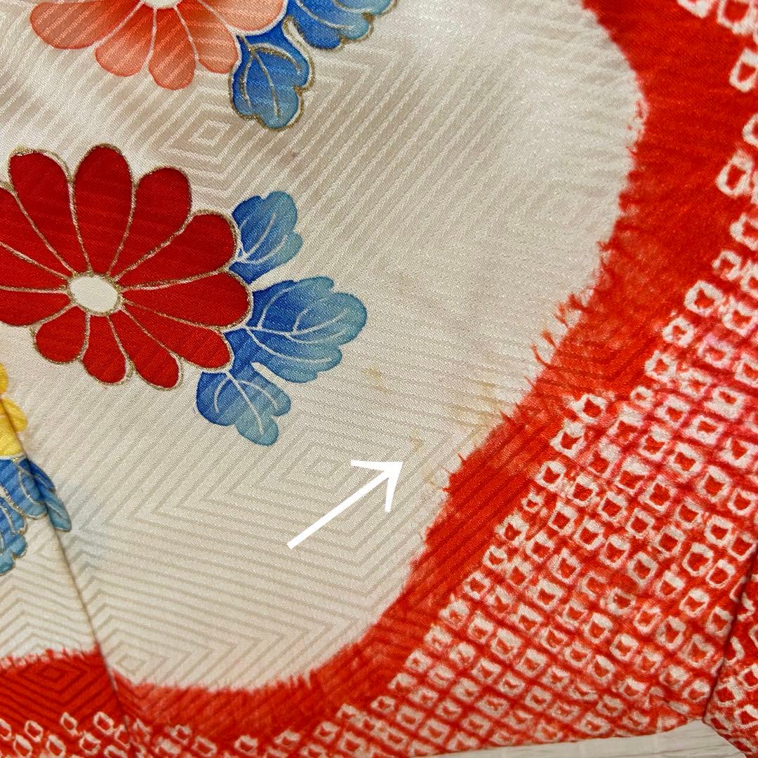 七五三 3歳 着物 753 正絹 総絞り 被布 赤 子供着物 女の子 花