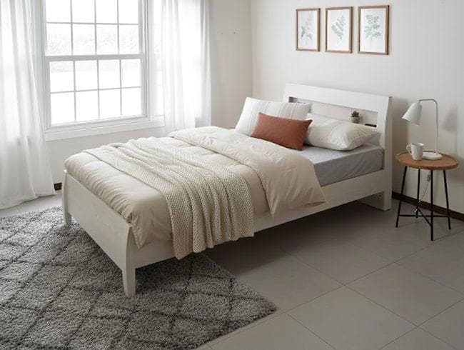 ３段階高さ調節可能宮棚コンセント付ベッドフレームすのこベッド（セミダブル）906