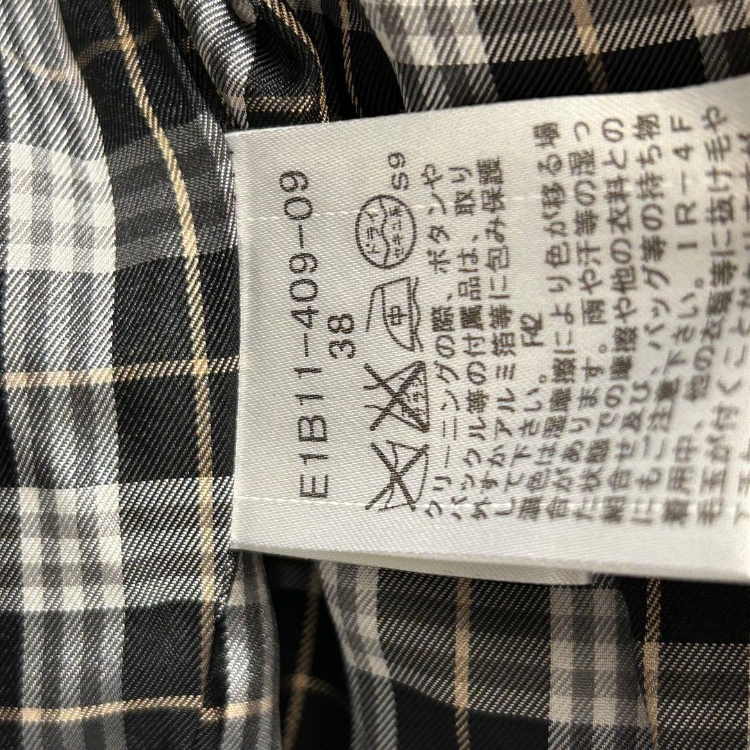 バーバリーブルーレーベル ロングコート ダブル アンゴラ混 ノバチェック 38