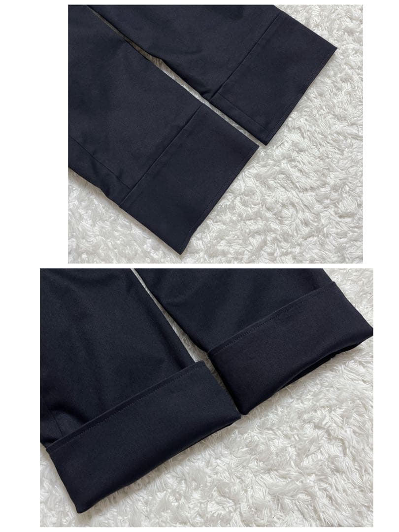 美品✨自由区　セミダブル ノーカラーコート　紺　ベルト付き　ロングコート　40