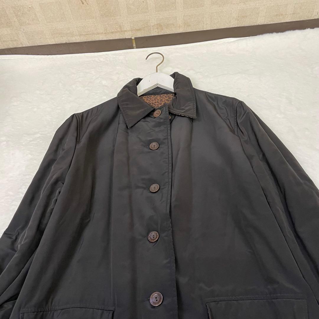 BOTTEGA VENETA レオパード柄　ブラックトレンチコート リバーシブル