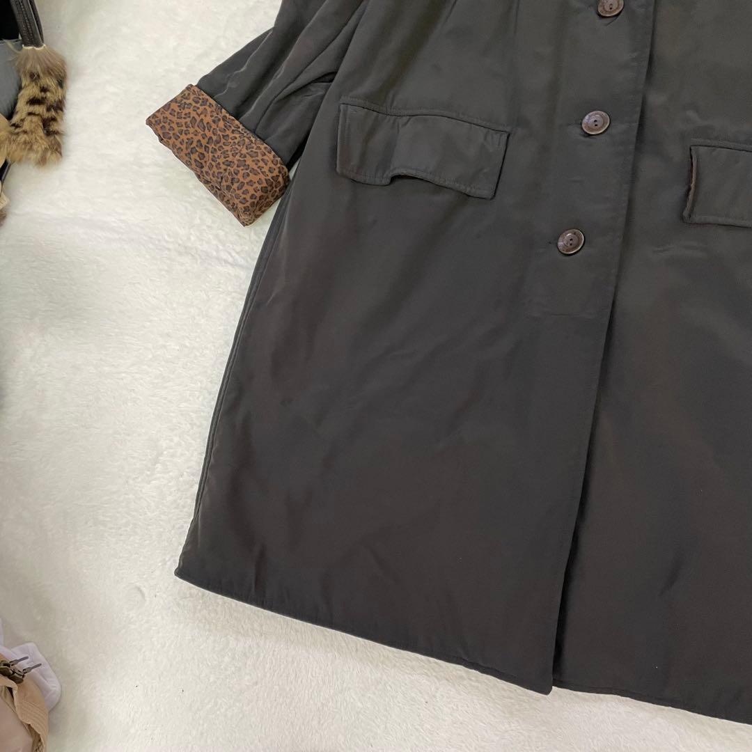 BOTTEGA VENETA レオパード柄　ブラックトレンチコート リバーシブル