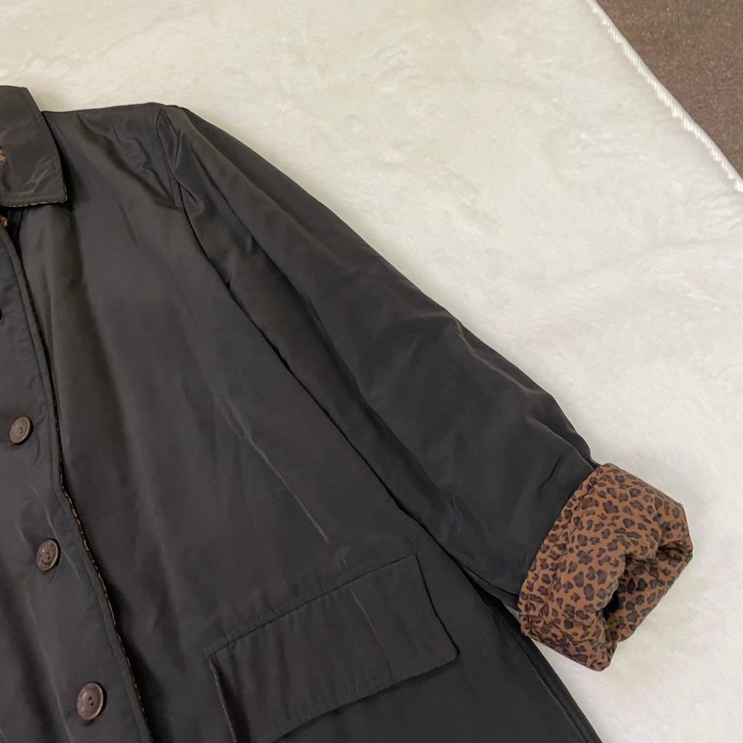 BOTTEGA VENETA レオパード柄　ブラックトレンチコート リバーシブル