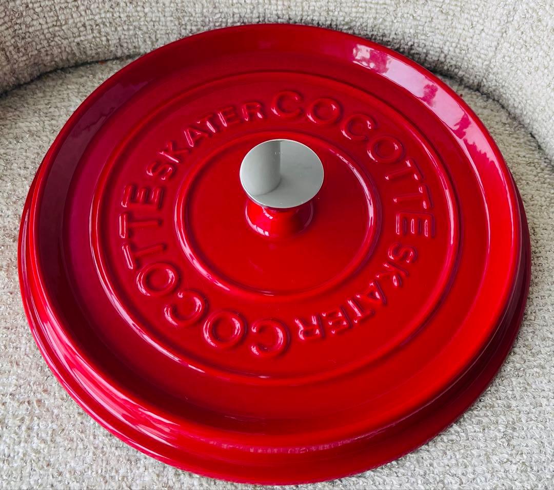 【美品】 未使用Skater 赤 両手鍋　鉄鋳物ホーロー鍋 24cm