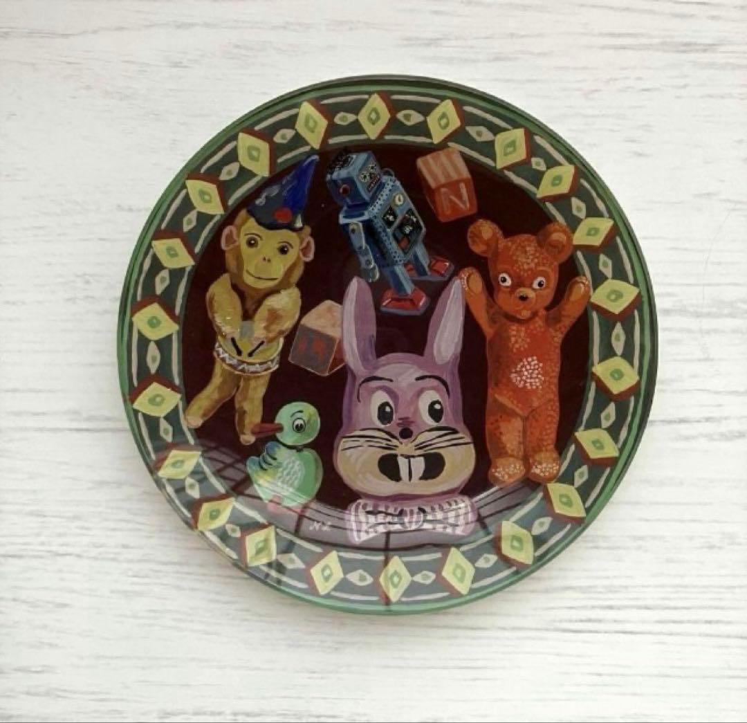 ナタリーレテ　ガラス プレート　D　うさぎ　ウサギ　ラビット　熊　くま　クマ