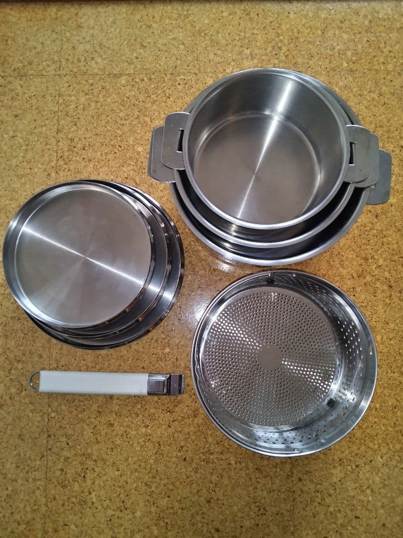 CRISTELクリステル両手鍋3点セット(16,18,20cm)ステンレス製