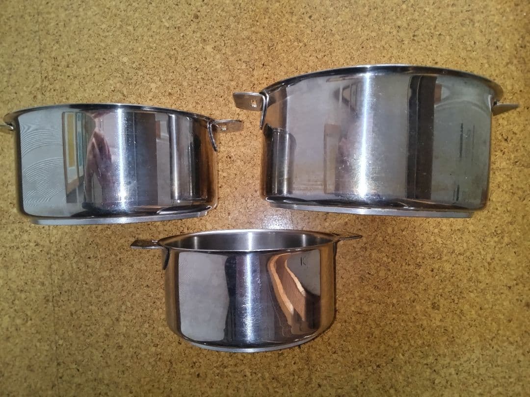 CRISTELクリステル両手鍋3点セット(16,18,20cm)ステンレス製