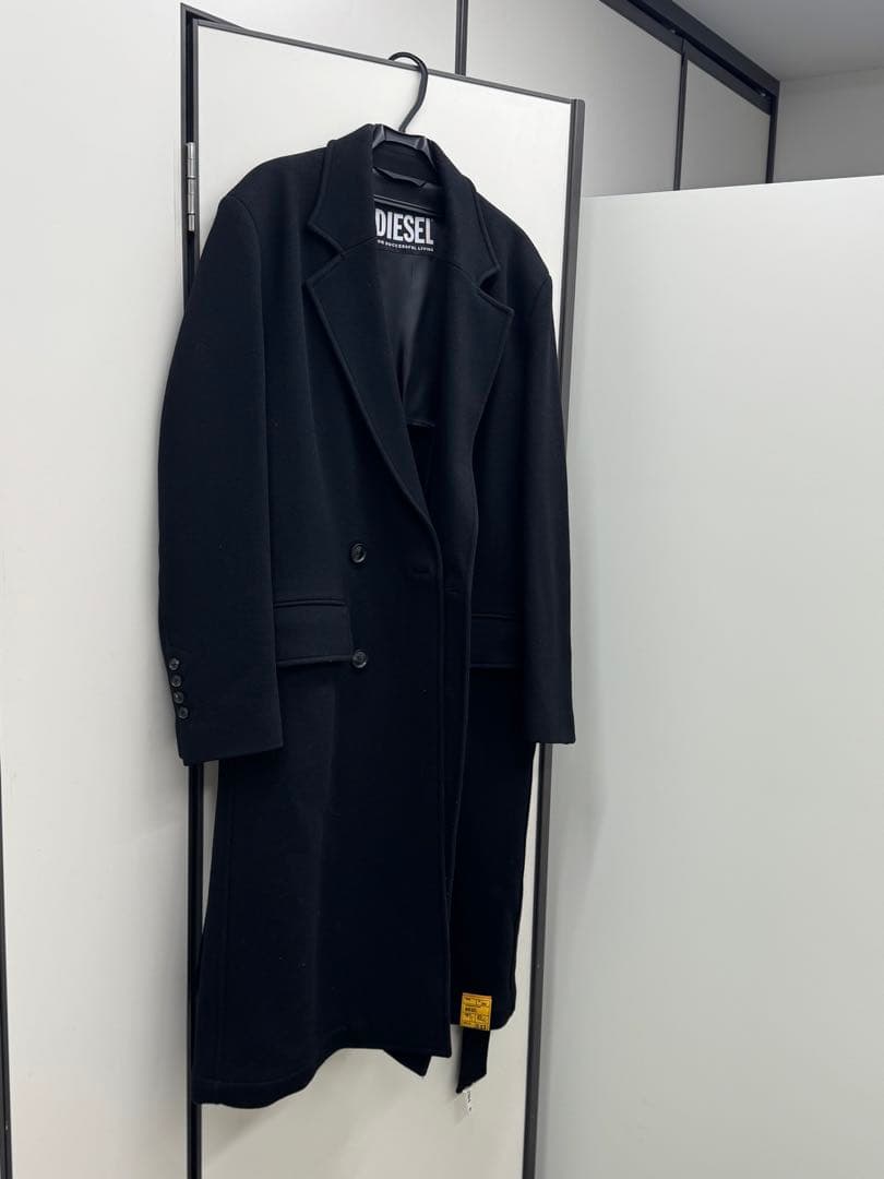 DIESEL 黒 ダブルブレスト チェスターコート　サイズL
