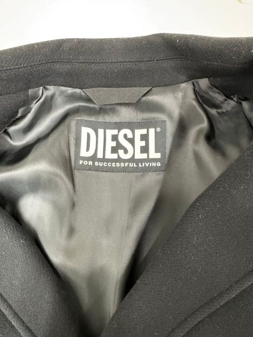 DIESEL 黒 ダブルブレスト チェスターコート　サイズL