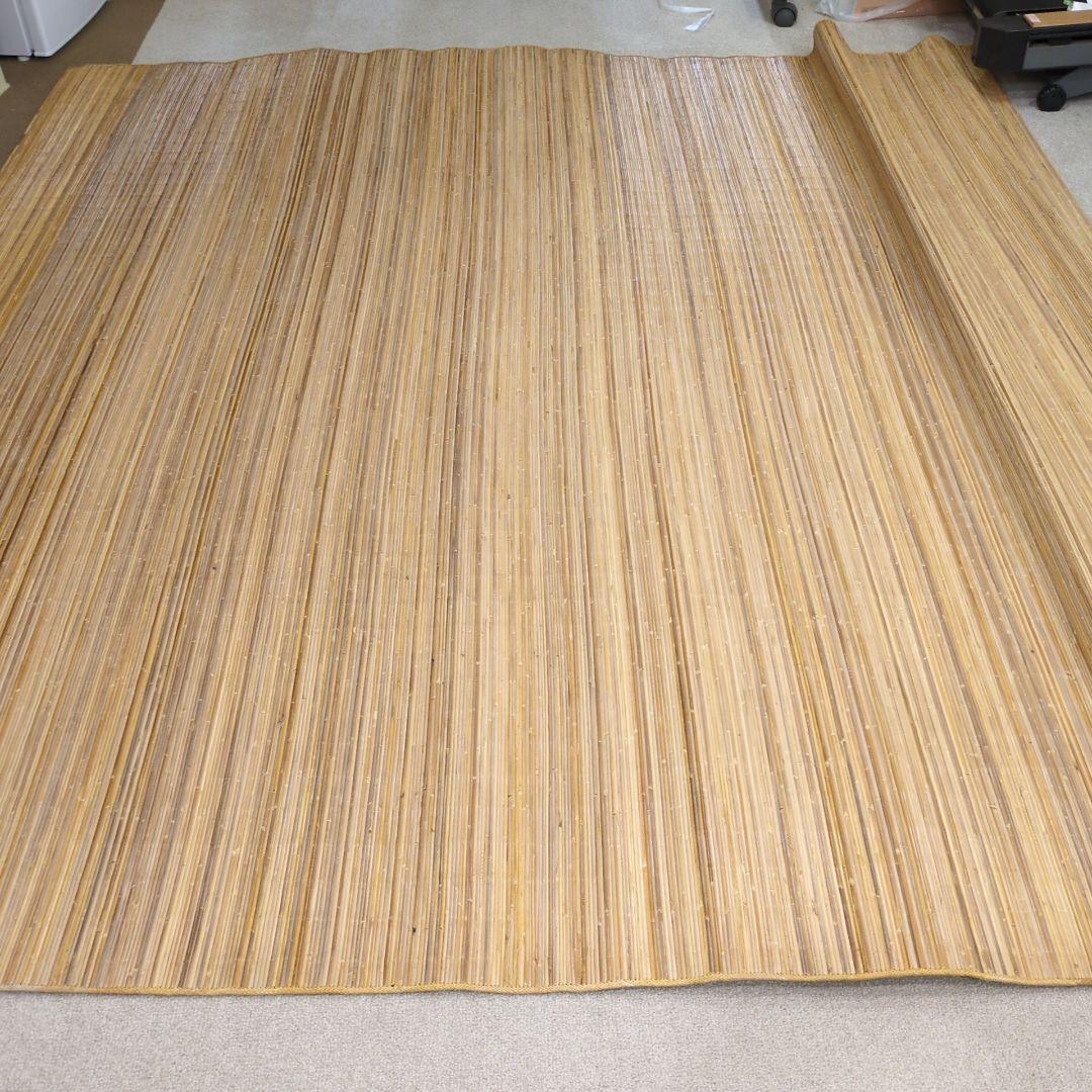 竹製ストライプラグ 大きめ　籐むしろ