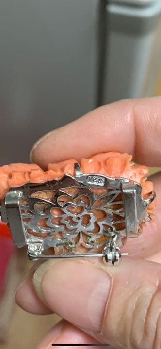珊瑚 帯留 ブローチ