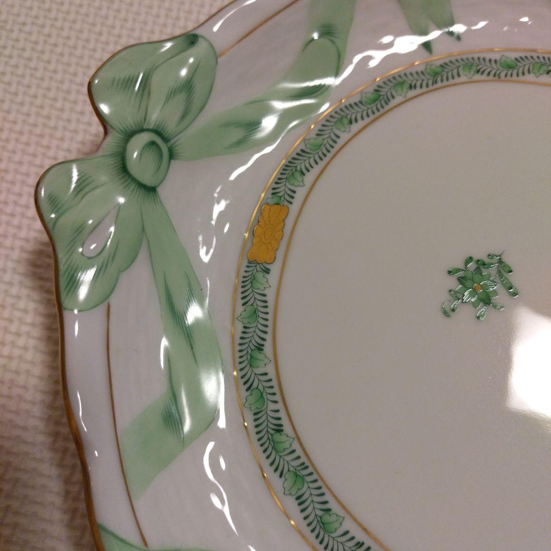 ♡HIME♡専用　ヘレンド　アポニーグリーン　リボン　オーバル皿